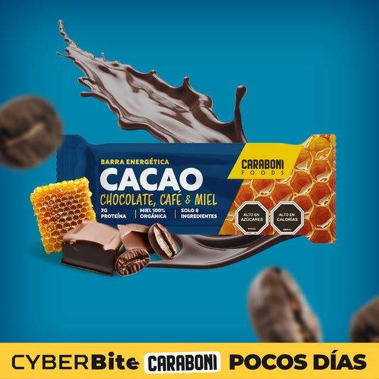 CACAO | Chocolate 100% Café de grano + Miel Cruda Barra Energética 50 gr.