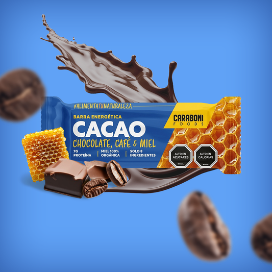 CACAO | Chocolate 100% Café de grano + Miel Cruda Barra Energética 50 gr.