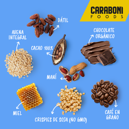 CACAO | Chocolate 100% Café de grano + Miel Cruda Barra Energética 50 gr.