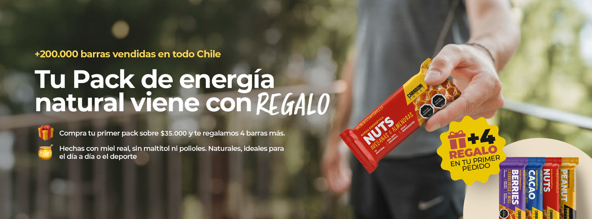 Tu pack de energía natural viene con regalo: 4 barras sobre $35.000