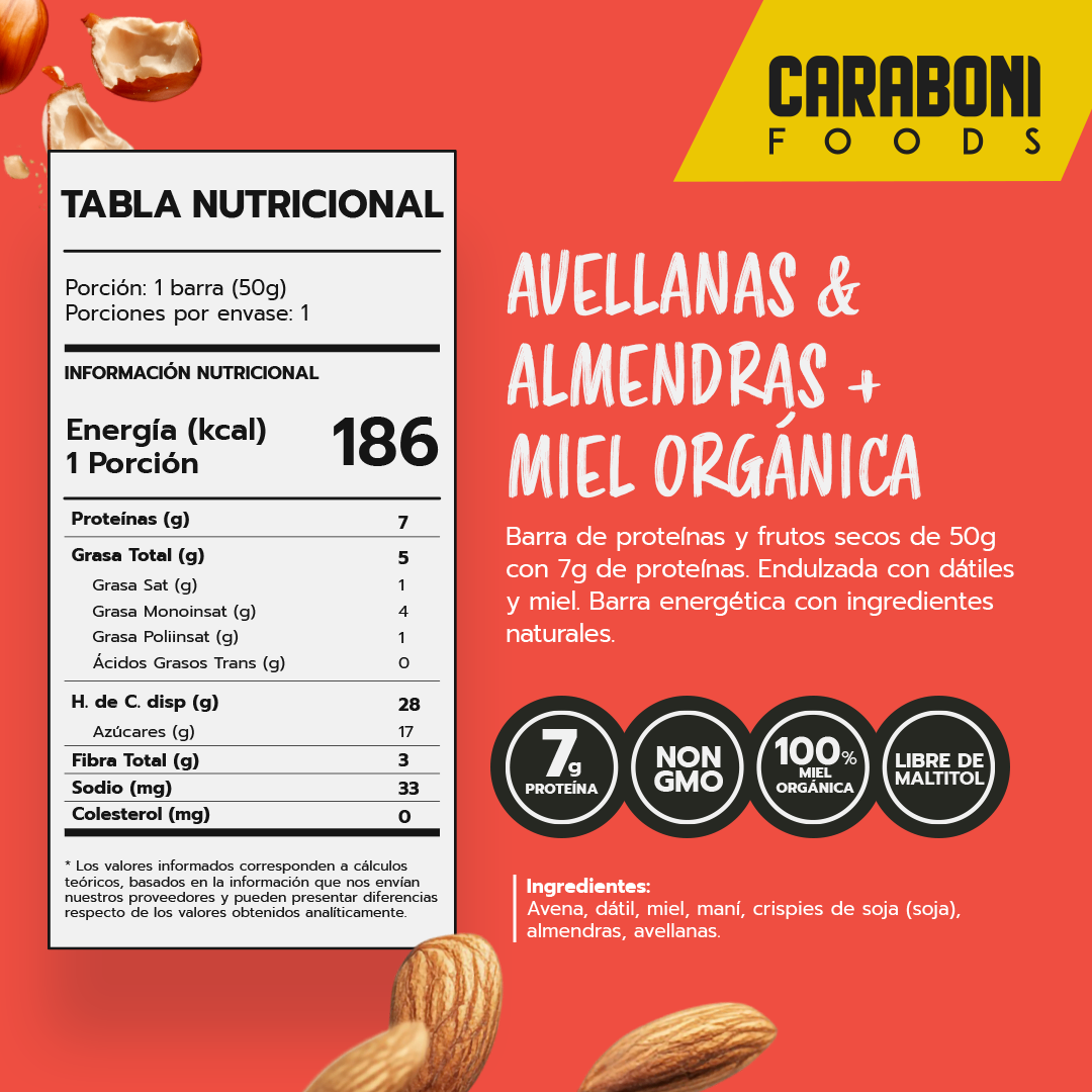 NUTS | Almendra & Avellana + Miel Cruda Barra Energética 50 gr.