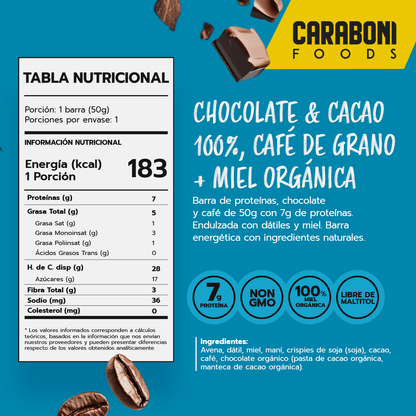 Chocolate - Café Snack Energético 50 gr. - Caraboni Foods